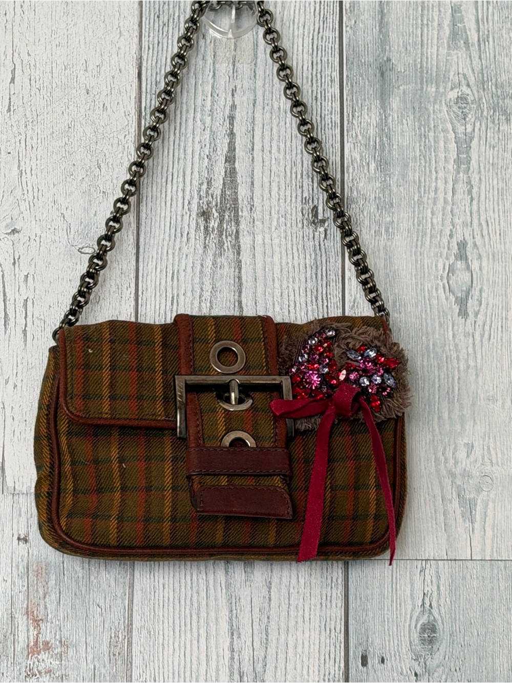 Y2K Vintage Prada Wool tweed handbag 7x5x.5